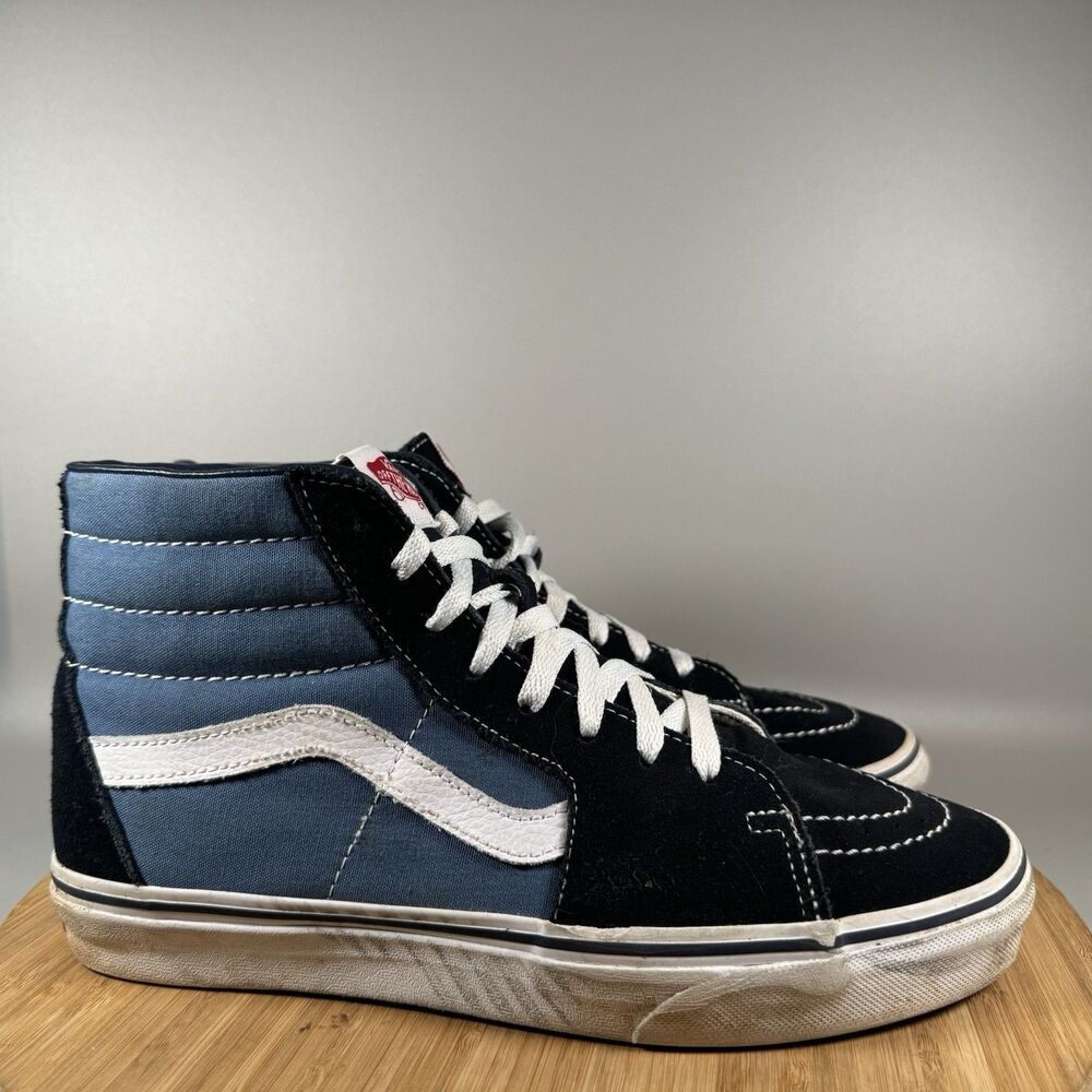 S Vans SK8 HI Canvas Lace Up High Top Skateboard Shoes Mens 9 Blue